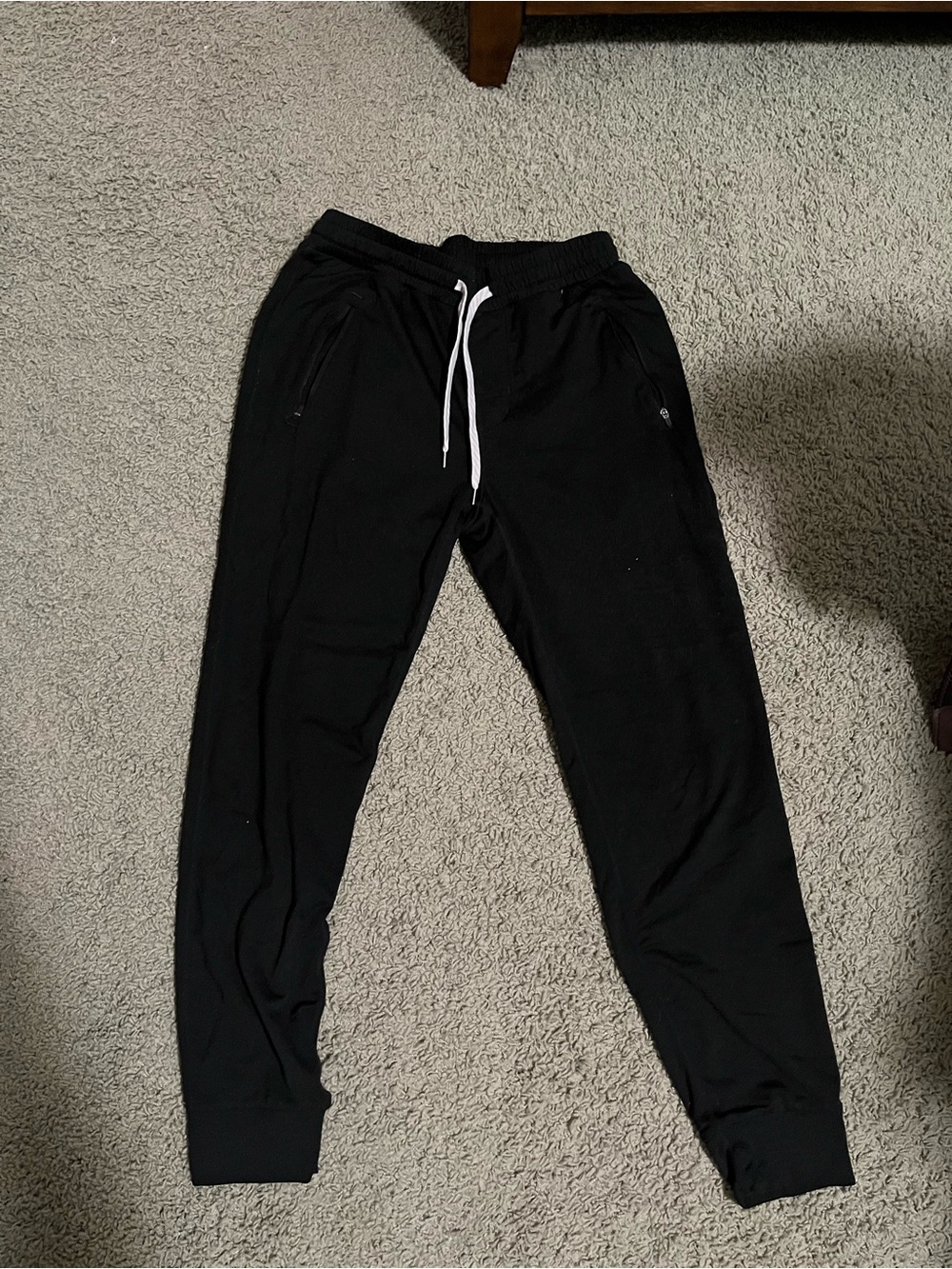 Vuori Black Joggers with White Drawstring